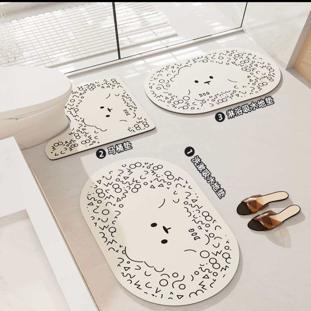 2026 summer new bathroom toilet diatom mud absorbent floor mat three-piece set bathroom door non-slip foot mat