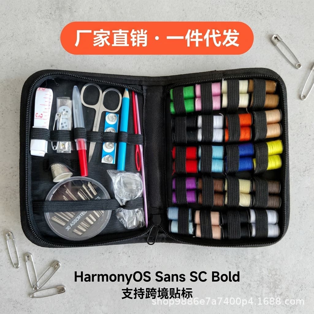 Cross-border Sewing Kit Home Black Needle Plate 72-Piece Set Portable Travel Sewing Tool Kit Needle and Thread Box