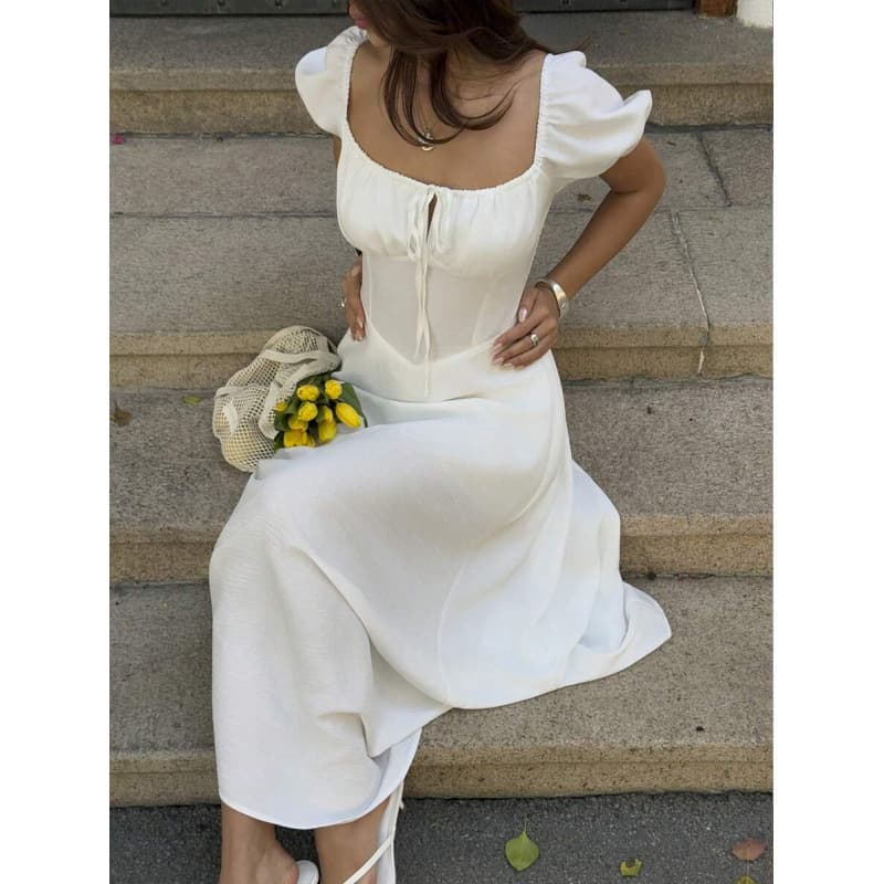 Cross-border Europe and America Short Sleeve A-line Long Dress for Women 2026 Summer New Arrival Beach Vacation Romantic Elegant Dress