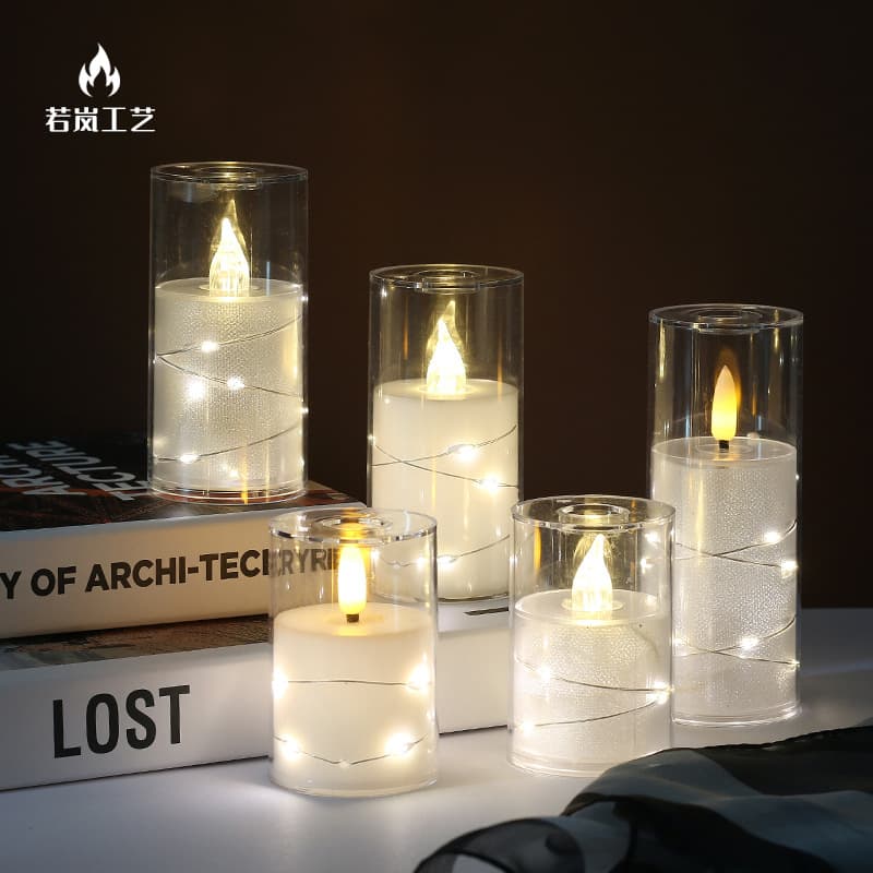 led electronic candle light western restaurant decoration acrylic cup candle wedding arrangement night light christmas