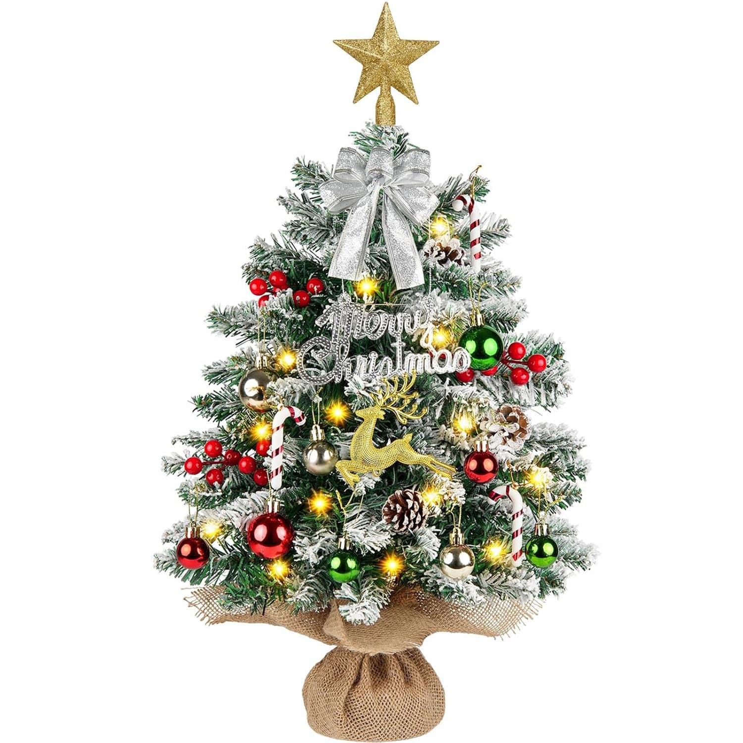 Cross-border 55cm Snow Scenery Flying Deer Simulated Pine Christmas Tree Small Mini Christmas Tree Package Desktop Christmas Tree