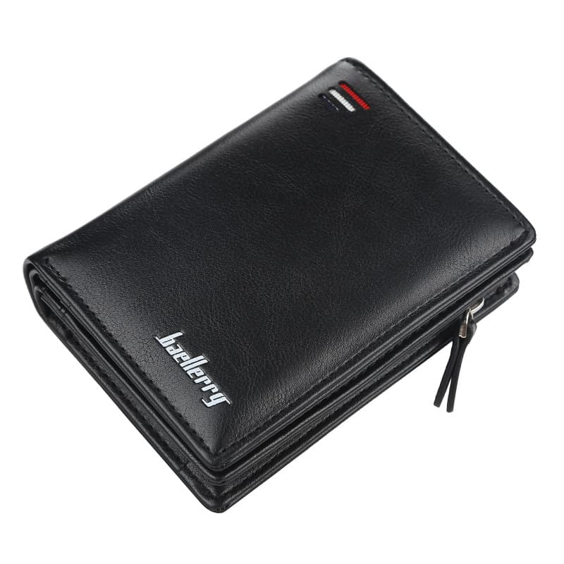 baellerry New Men's Wallet Zipper Short Wallet Multi-Card Slot Fashion Vertical Mini Coin Purse for Men