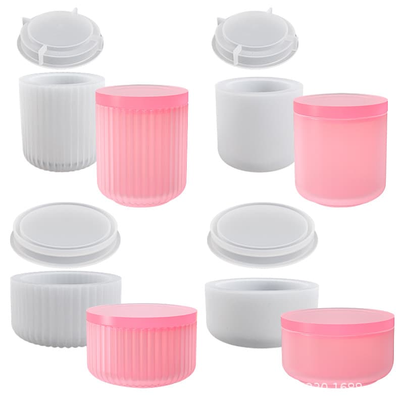 Crystal Drip Glue Epoxy Resin Mold 3d Ornaments High Round Striped Storage Canister Silicone Molds For Home Decor Kitchenware