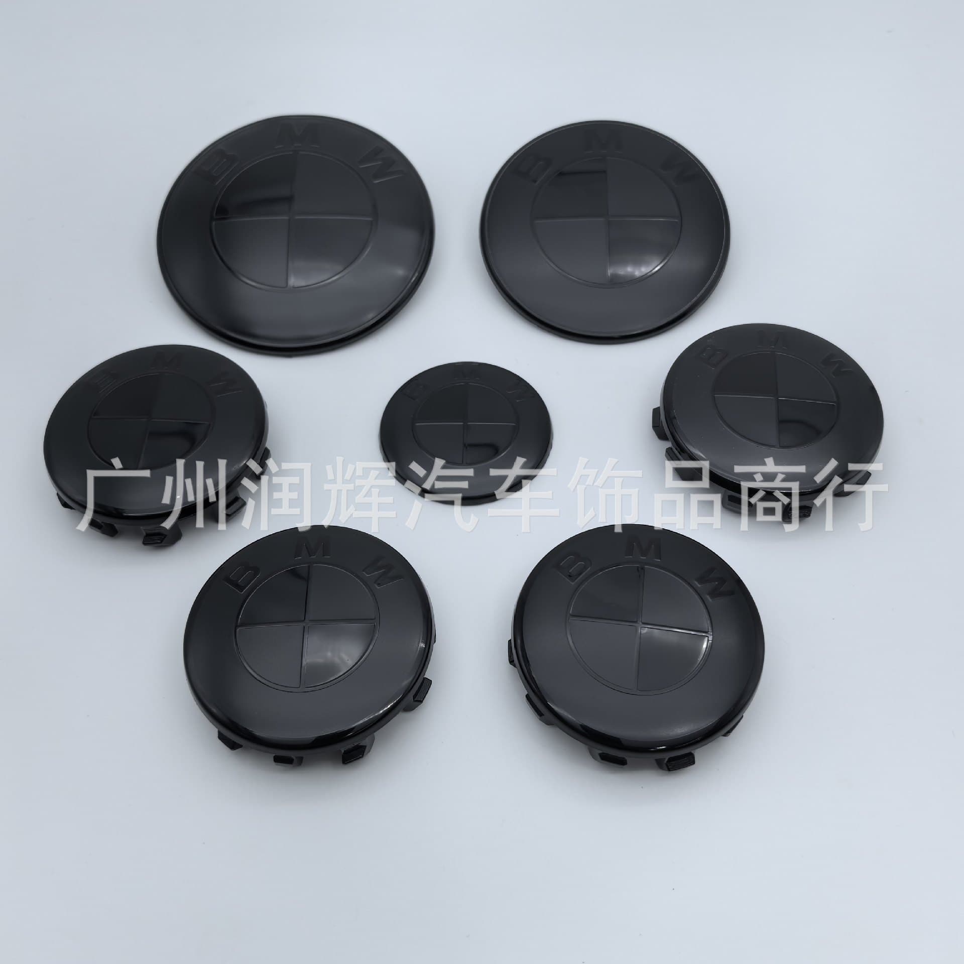 Suitable for BMW car logos 3 Series 5 Series X Series BMW front and rear car logos wheel hub logo new all black car logo Black Warrior