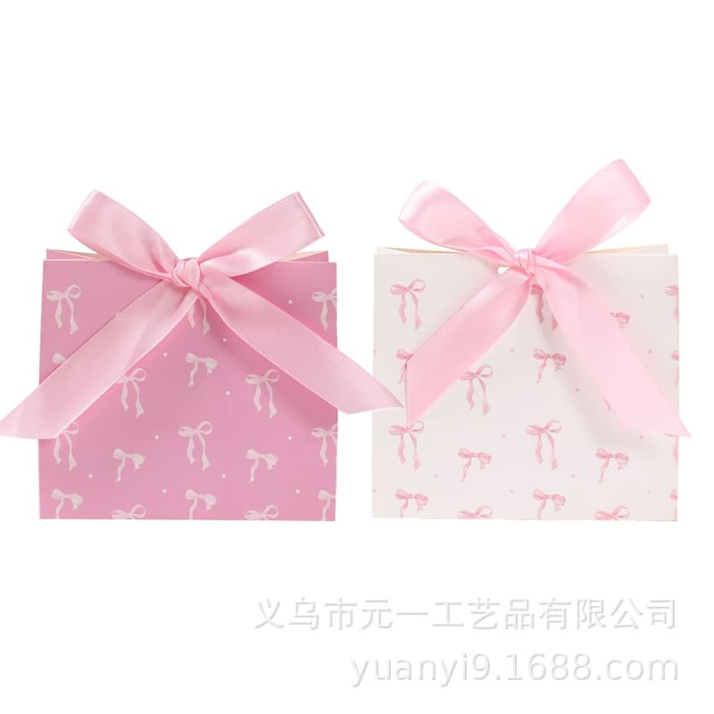 Amazon Bow Gift Box Holiday Party Candy Wrapping Paper Box Pink White Bow Gift Packaging Box