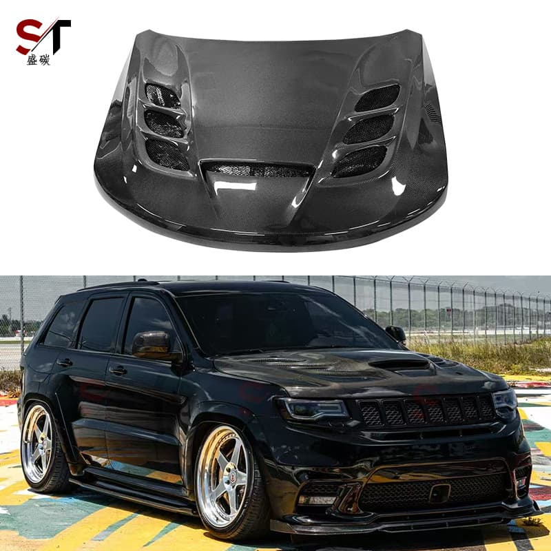 Carbon fiber hood for Jeep Grand Cherokee facelift with vented engine hood front cover body kit