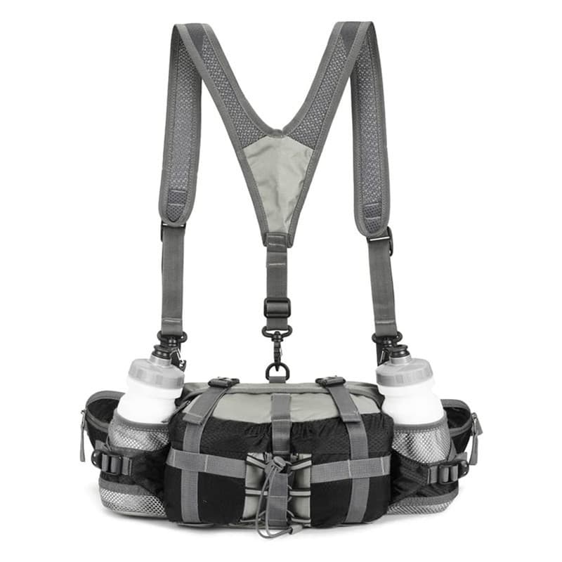 Large Capacity Double Shoulder Outdoor Sports Waist Bag Multifunctional Sports Travel Backpack Men Women Hiking Cycling Water Bottle Waist Bag