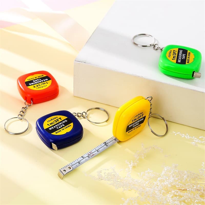 Portable clothing measuring tape, automatic retractable square small tape measure keychain, multi-purpose iron ruler, mini steel ruler.