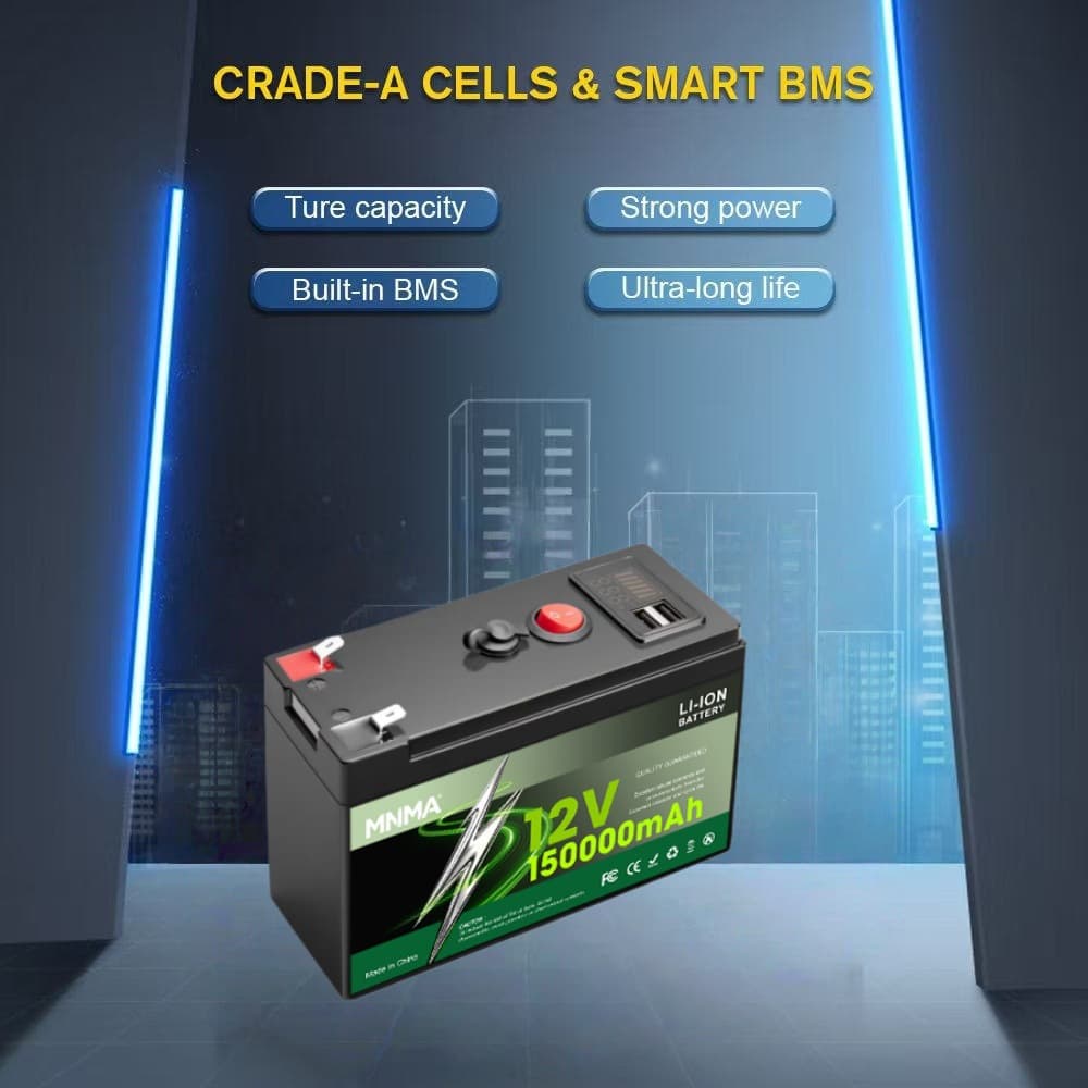 Vehicle energy storage 12V150Ah lithium battery supporting power supply for camping yacht solar system