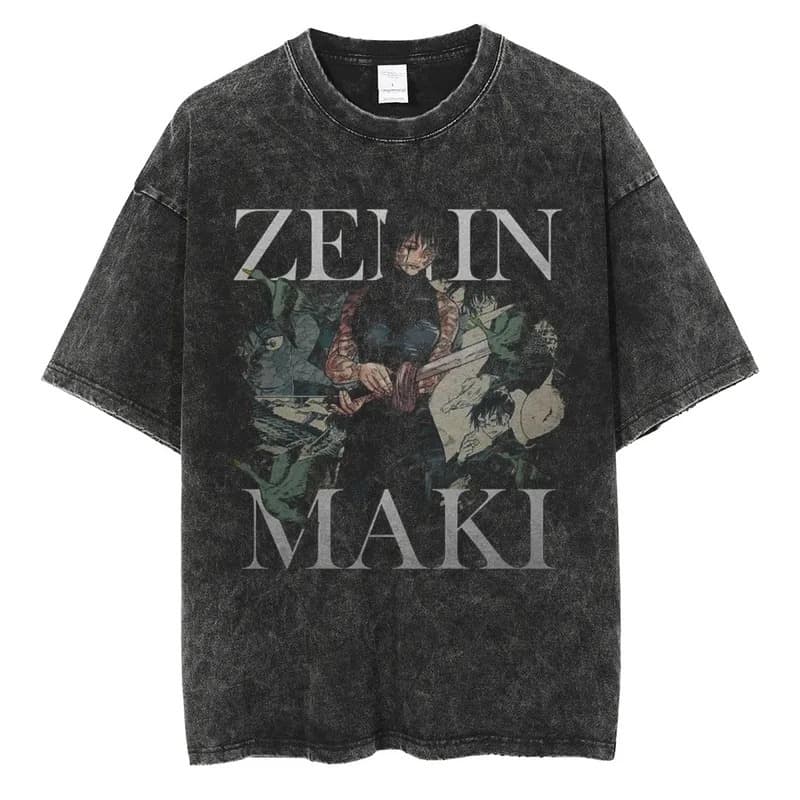 230G EU Size Pure Cotton Anime Jujutsu Kaisen Zenin Maki Cool Printed T-s