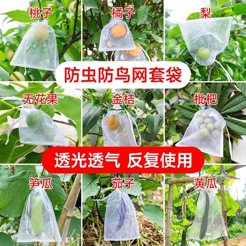 Multi-size fruit and vegetable insect-proof mesh bags, strawberry tomato bird protection bags, translucent and breathable multi-colored mesh bags