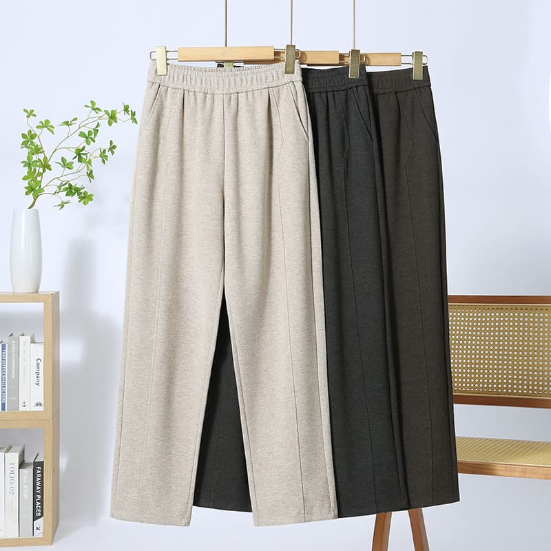 Fashionable Mom Pants, Spring/Autumn High-Waist Loose Straight-Leg Casual Trousers for Middle-Aged and Elderly Women, Grandma Autumn Long Pants