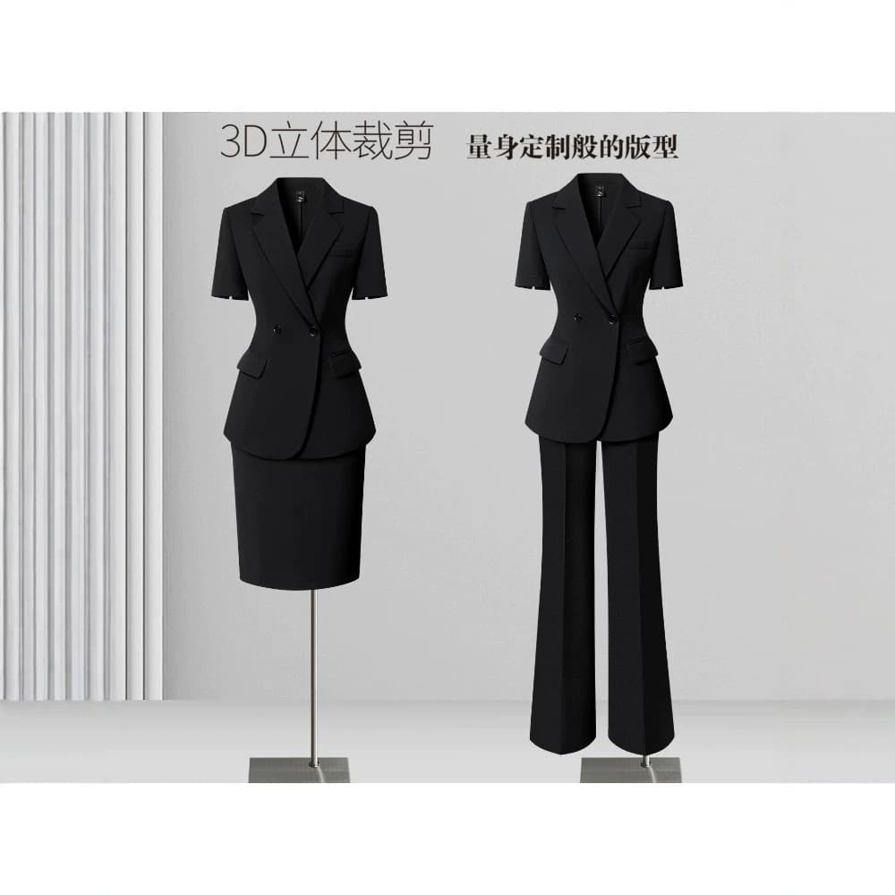 Black Suit, Summer Thin Style, Short-Sleeved Professional Formal Wear, Manager's Suit, Jewelry Store Work Uniform X5183-5