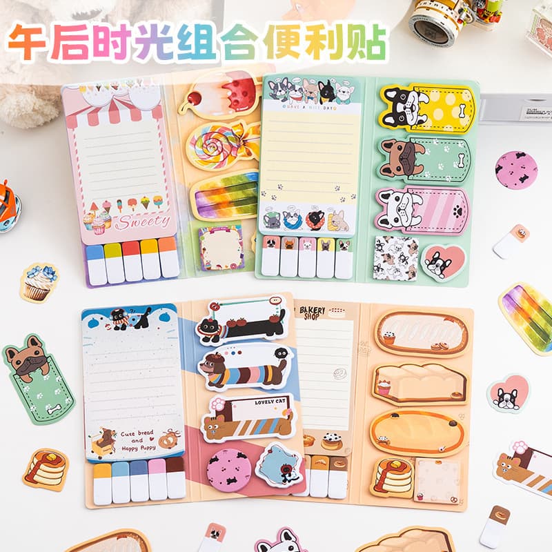 Creative cartoon combination sticky notes student classification mark index stickers high-looking diy sticky notes n times stickers wholesale