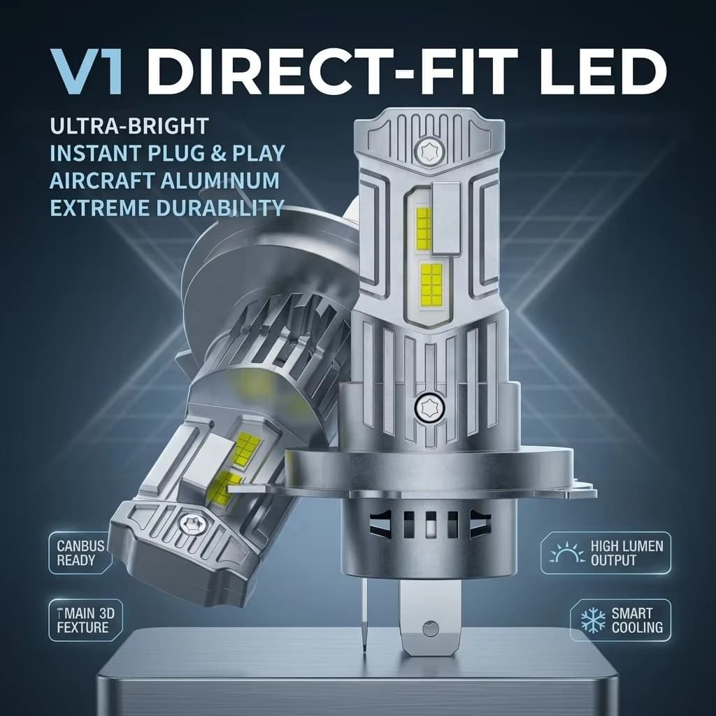 Cross-border V1 Hot-selling Car Headlight H4 High Brightness Plug-in H7 High Power Headlight Fog Light LED Headlight