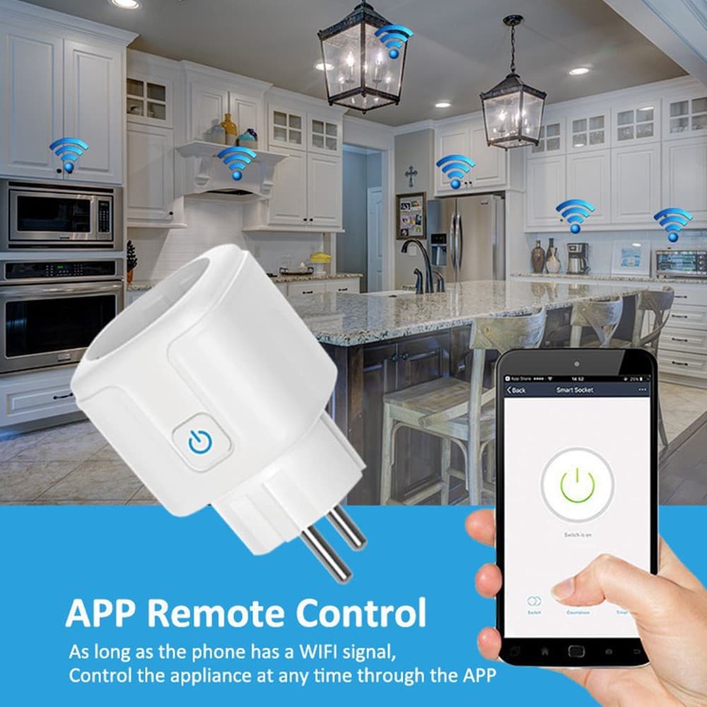 Graffiti WiFi Smart Socket, European Standard Plug, 16A/20A, with Power Metering, Alexa Voice Control, Remote Mobile Operation