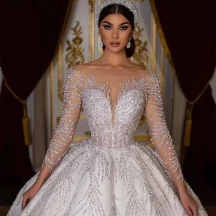 AliExpress Wedding Dress Heavy Luxury Train Gown V-Neck Elegant High-End Backless Sexy Bridal Dress