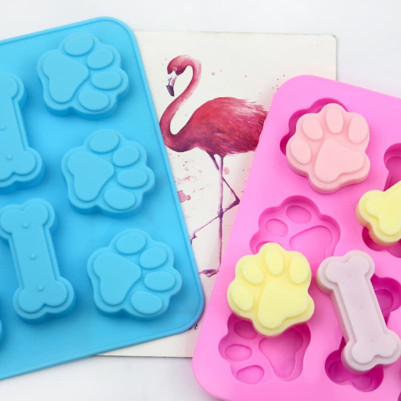 Minghao Cake Mold Dog Bone Cake Mold Dog Paw Print Cake Mold 2-in-1 Creative Silicone Baking Mold