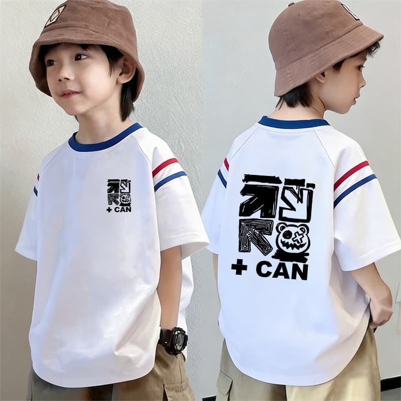 Trendy Kids Boys Casual Cotton Color-Block Short Sleeve T-Shirt Summer New Style Loose Half-Sleeve Top for Older Boys
