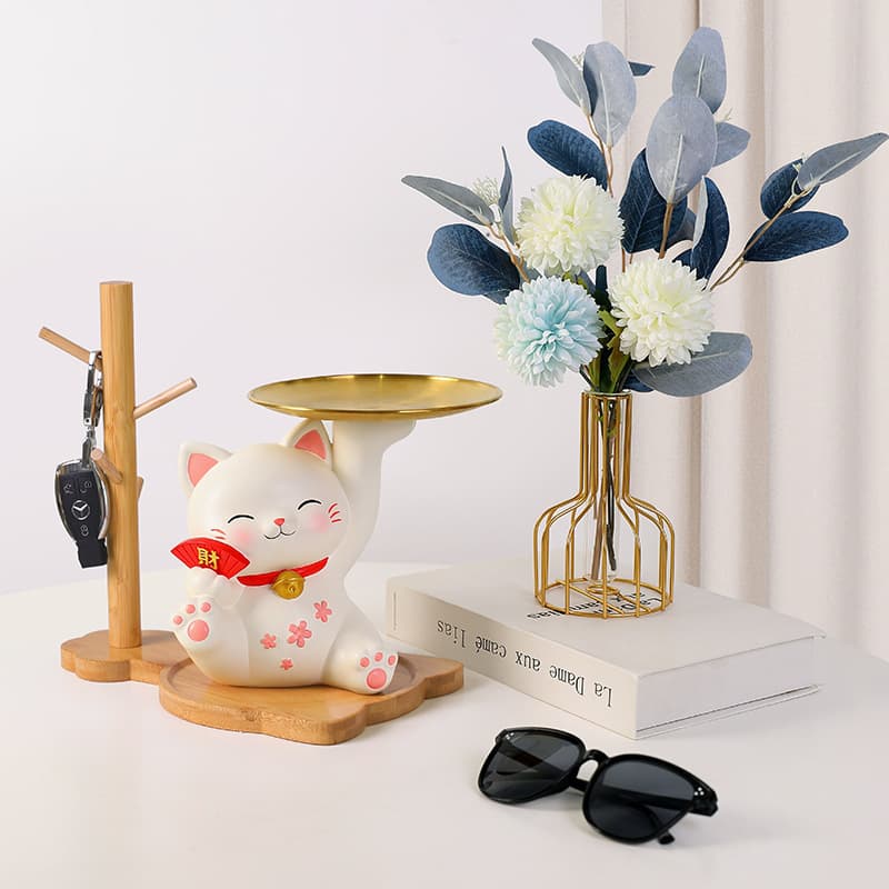 New Tray Cat Ornament Light Luxury Home Decor New Year Gift Desktop Living Room Wine Cabinet Key Entryway Decoration