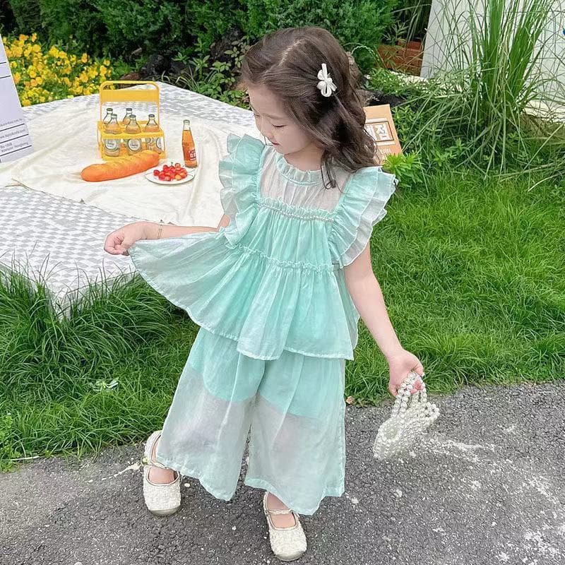 2025 Korean Style Girls' Trendy Two-Piece Set, Stylish Summer New Arrival for Older Girls, Popular Summer Two-Piece Outfit