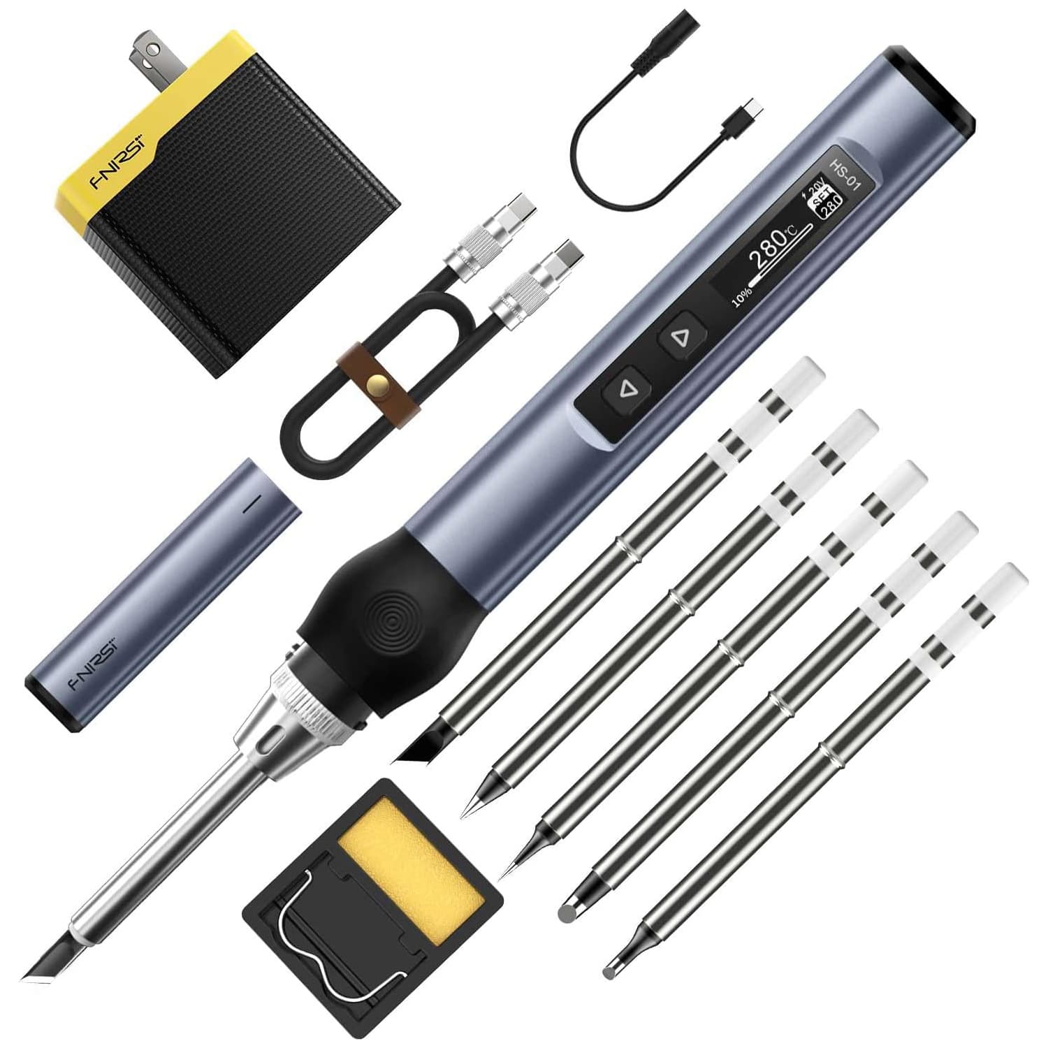 FNIRSI HS-01 Intelligent Soldering Iron PD 65W/DC 96W Soldering Iron