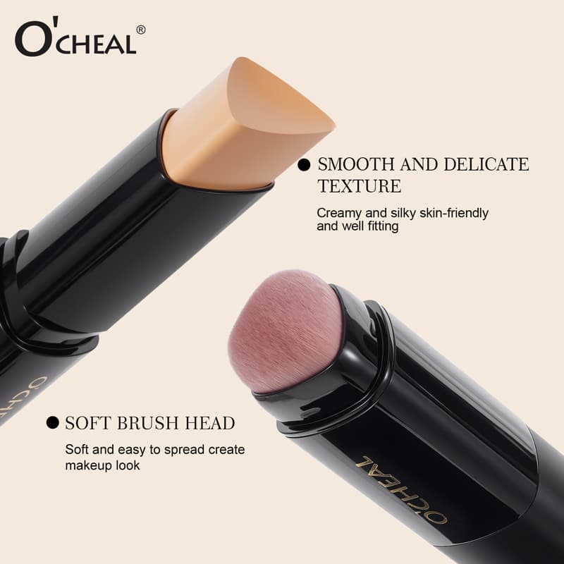 Foreign Trade OCHEAL Foundation Stick Dual-End with Brush Waterproof Long-Lasting Non-Fading Flawless Foundation Cream Cross-Border Supply