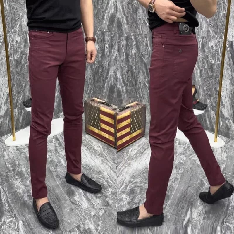 Men's casual trousers, trousers, spring fashion, new, versatile, trendy, slim-fitting pants, European goods, business solid color