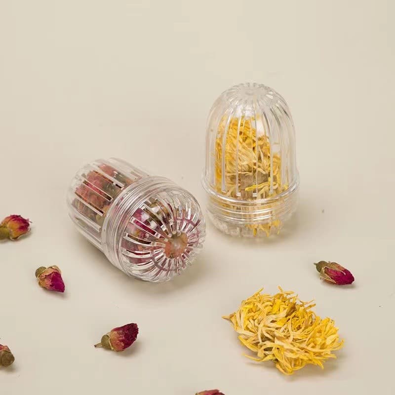Floral tea ball, tea filter, and strainer for home use, tea-water separator, tea infuser, tea container, and thermos cup infuser.
