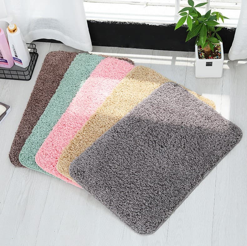 Factory Customized Fleece Bathroom Absorbent Floor Mat TPR Non-Slip Waterproof Solid Color Non-Slip Small Floor Mat Rug