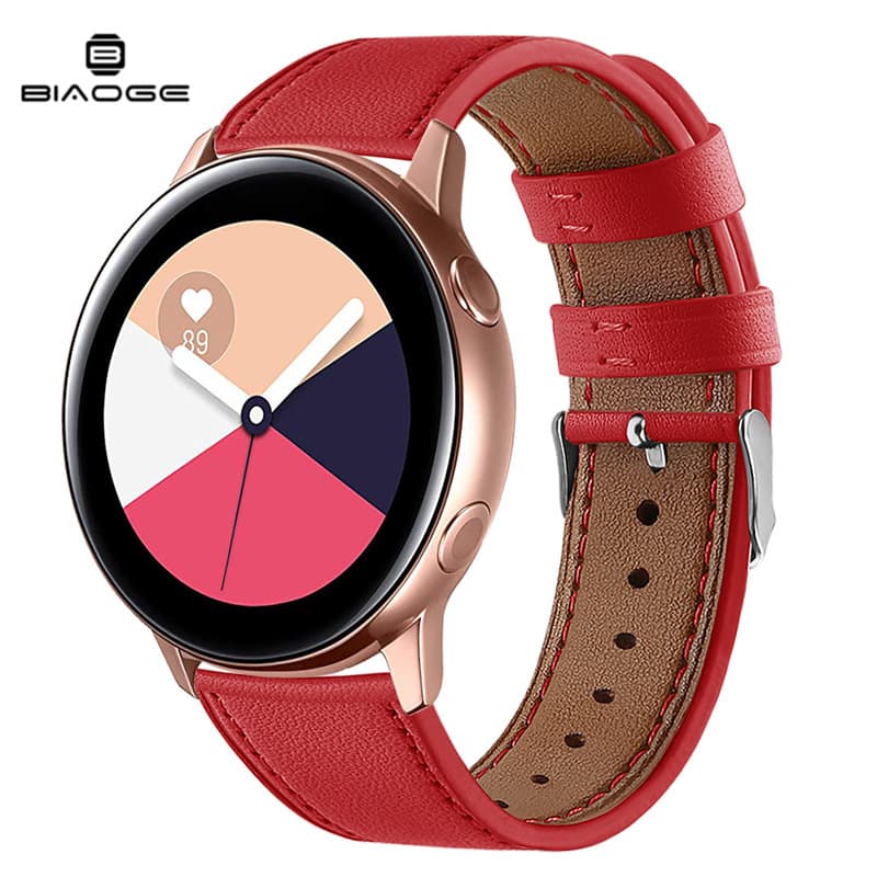 Compatible with Samsung Galaxy Watch Active Smart Strap Top Grain Leather Round End Leather Band