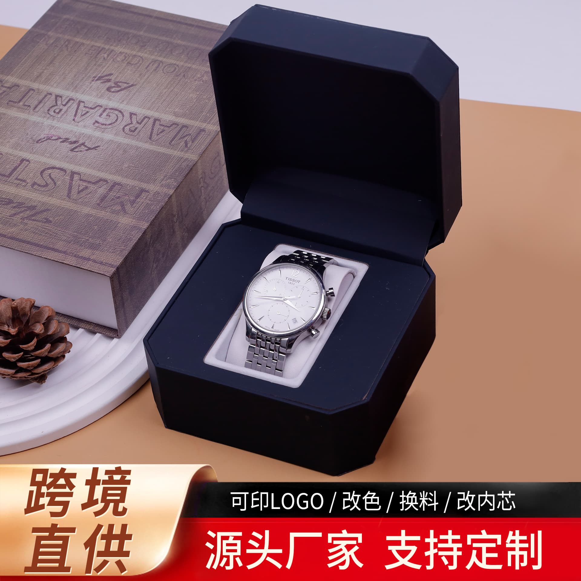 Wholesale Watch Box Simple Fashion Watch Box Flip Lid Leather Jewelry Storage Leather Box Packaging Box