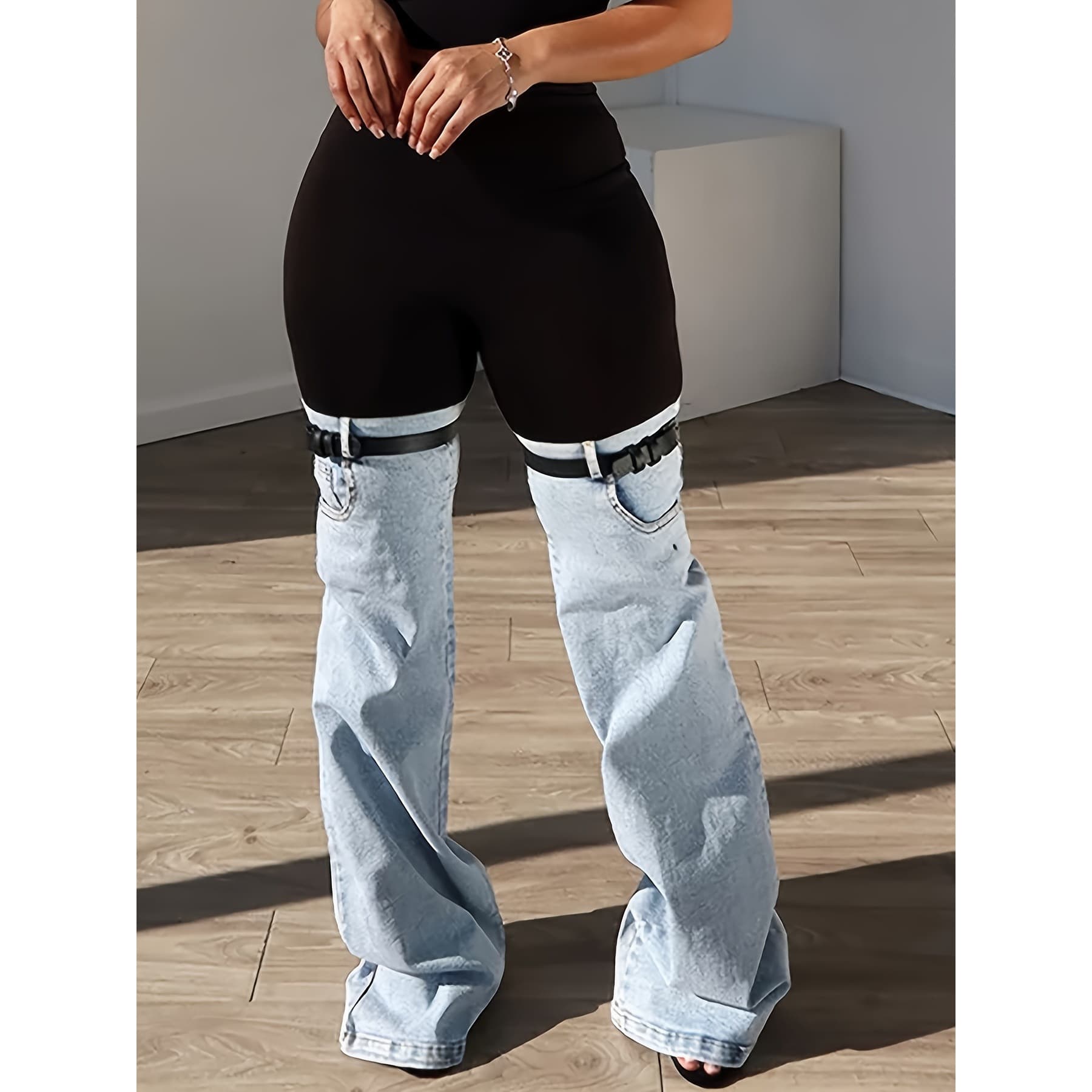 G 39430L Stretch Waist Wide Leg Pants wide-leg casual pants