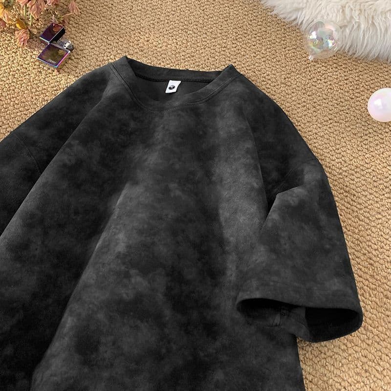 Tie-Dye Short Sleeve T-Shirt, Versatile American Summer Streetwear Brand, New Men's Solid Loose Fit Sports T-Shirt