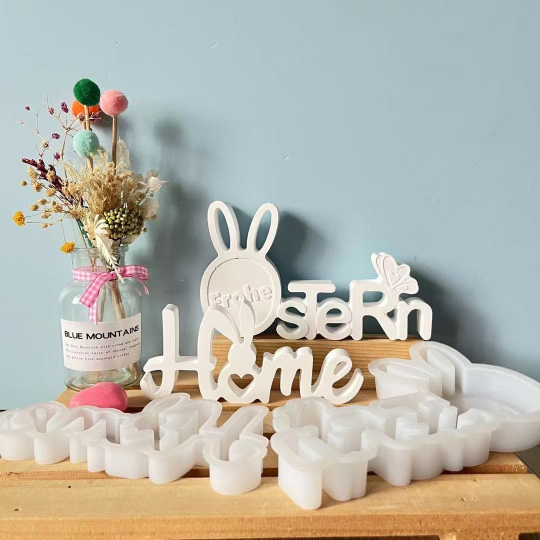 Rabbit letter ornament silicone mold Easter series holiday letter plaster ornament glue mold