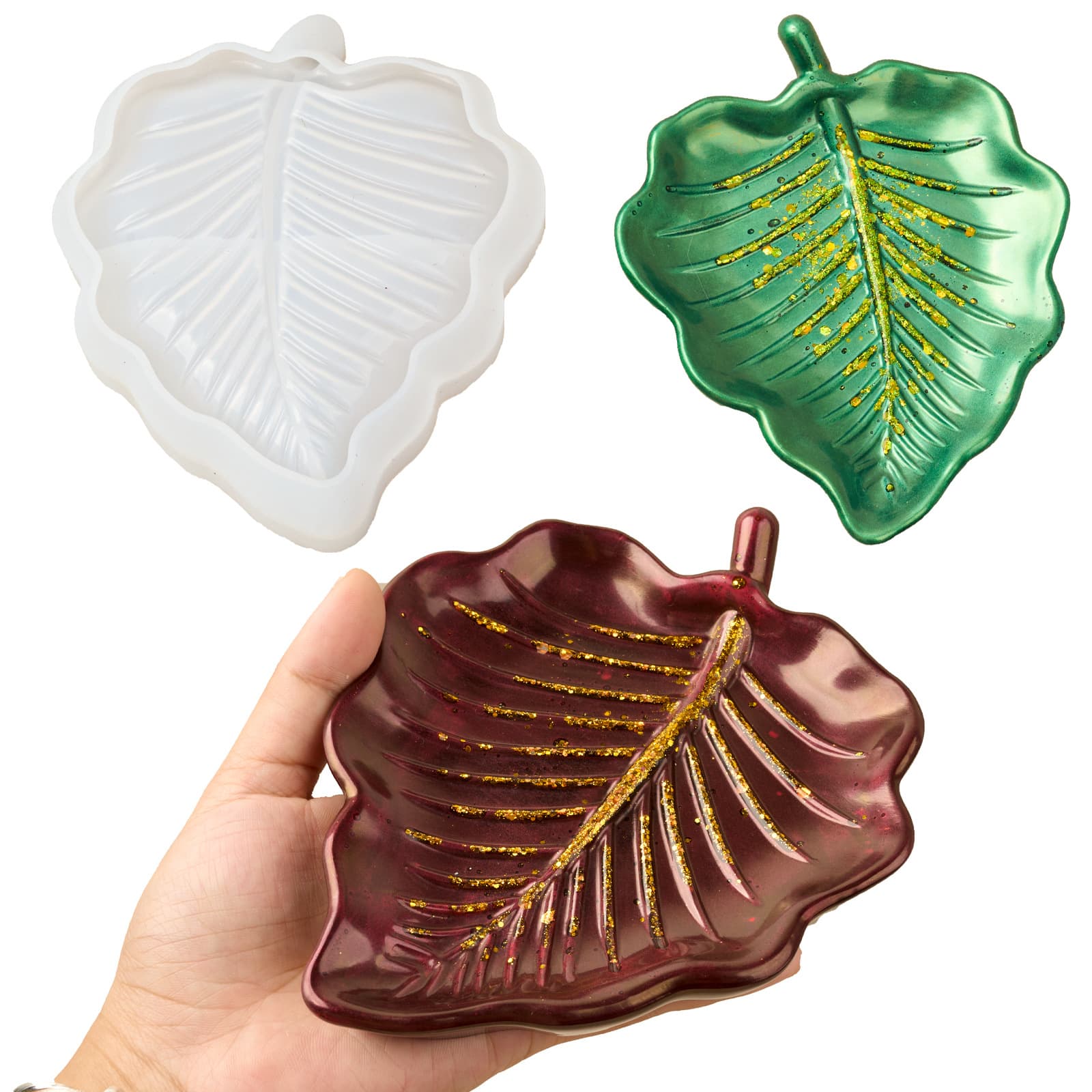 DIY Resin Leaf Tray Silicone Mold Leaf Ornament Storage Dish Fruit Tray Resin Plaster Storage DIY Mousse