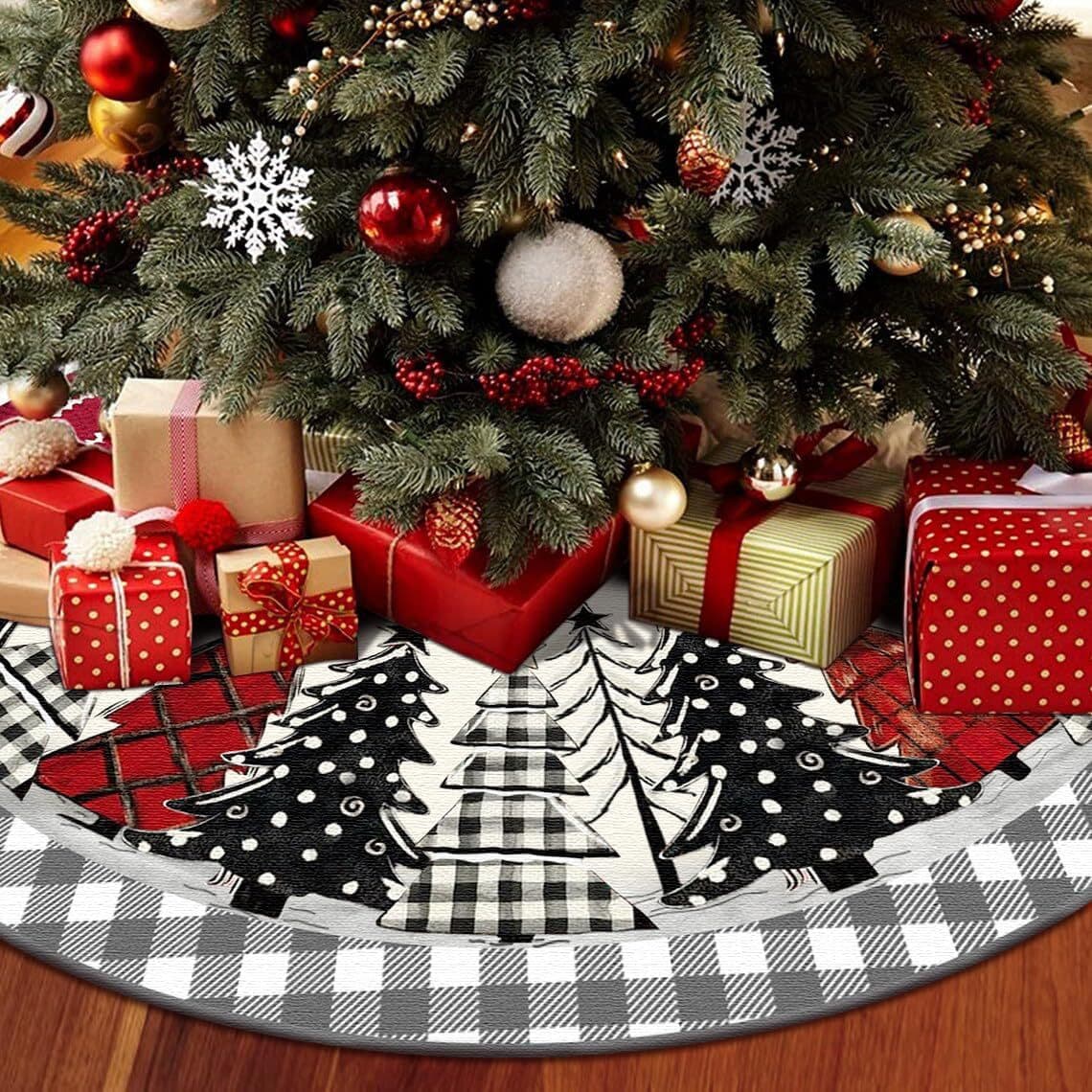 New Cross-Border Christmas Tree Skirt Creative Exquisite Printed Tree Bottom Decoration Tree Skirt Christmas Decoration Fashion