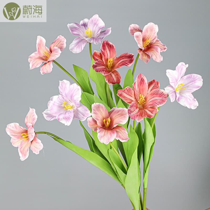Wedding Flower Big Flower Tulip Fake Flower Blue Purple Wedding Set Hand-held Flower Table Fake Flower Ornaments Floral Art
