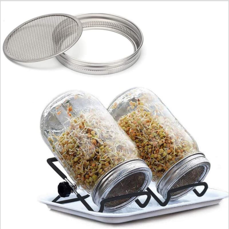 Mason jar germination jar, stainless steel germination stand, stainless steel mesh lid, germination cap, wide mouth, standard mouth glass jar