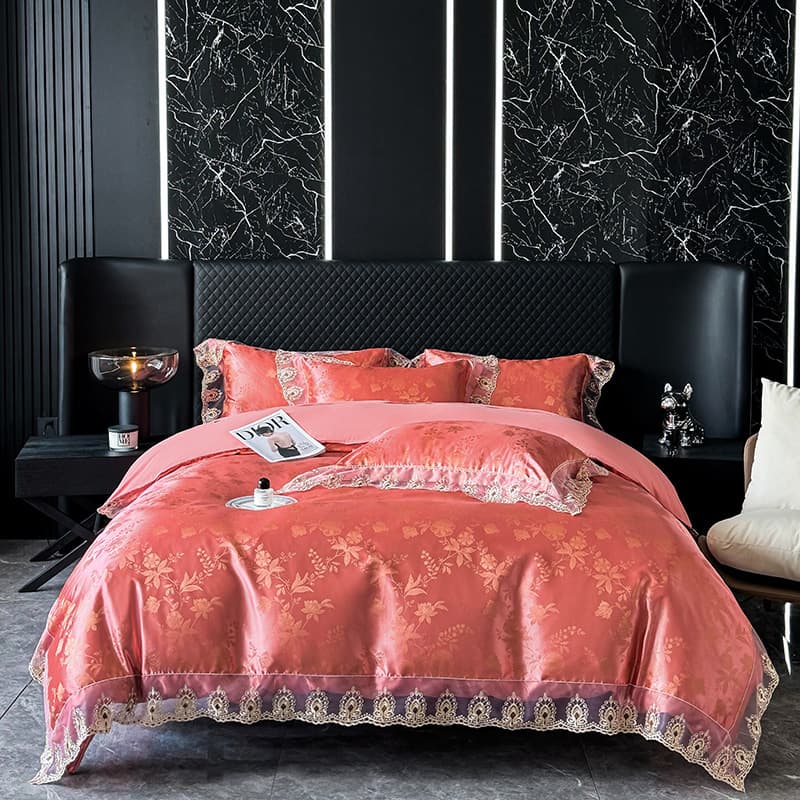 Cross-border lace jacquard Tencel modal satin jacquard bed sheet bed sheet bed bag wedding three or four piece set wholesale