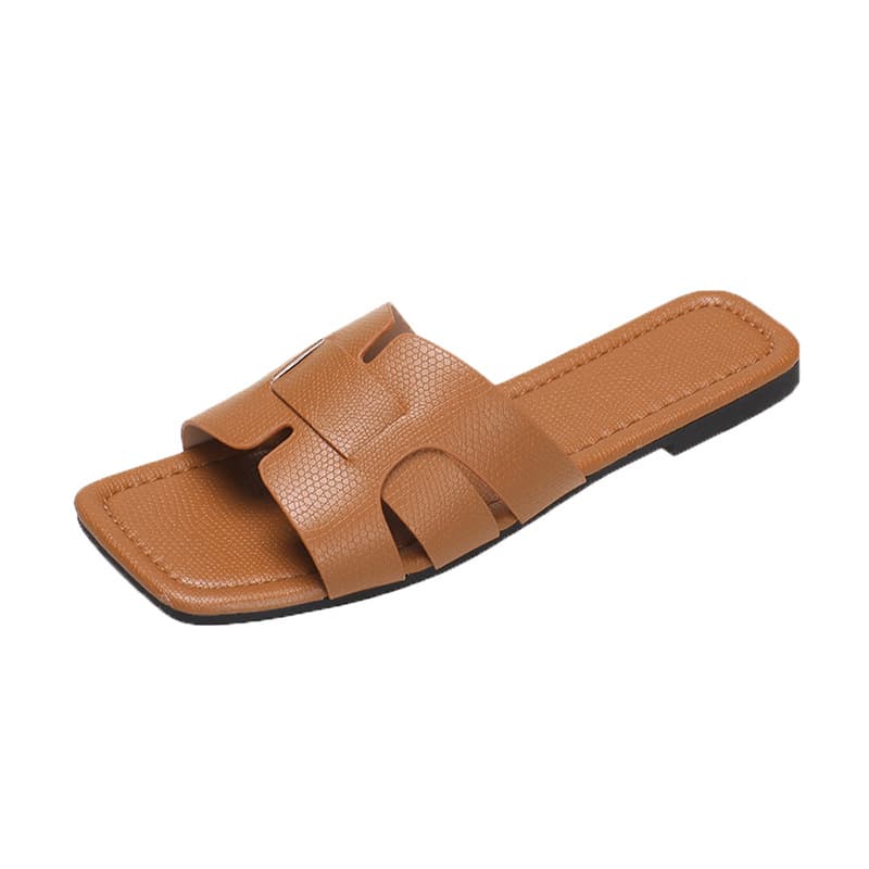 Wholesale Stock Women's Square-Toe Slide Sandals Plus Size 2026 Summer Fashion Outdoor Beach Slippers