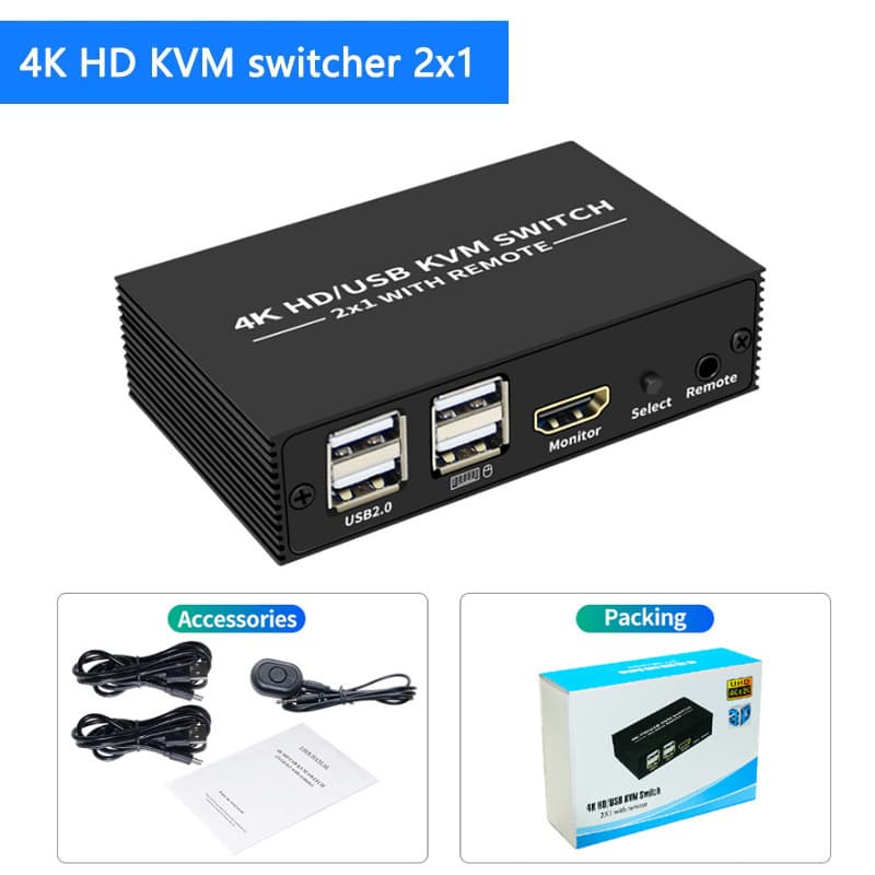 Two-in-one-out HDMI screen cutter usb hdmi kvm switch 4K high-definition mouse keyboard shared display