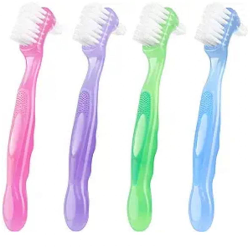 Denture Cleaning Double-Head Toothbrush, Double-Sided Denture Brush, False Toothbrush, Denture Cleaning Care Brush, Jelly Toothbrush