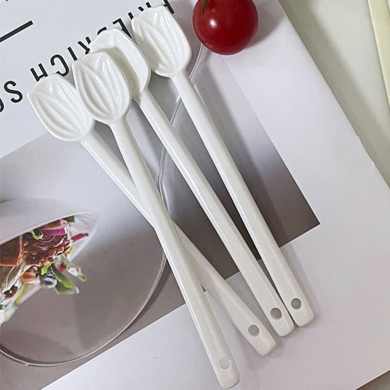 Ceramic Mini Spoon Tulip Coffee Spoon Stirring Spoon Mug Spoon Dessert Spoon Ins Creative High Appearance