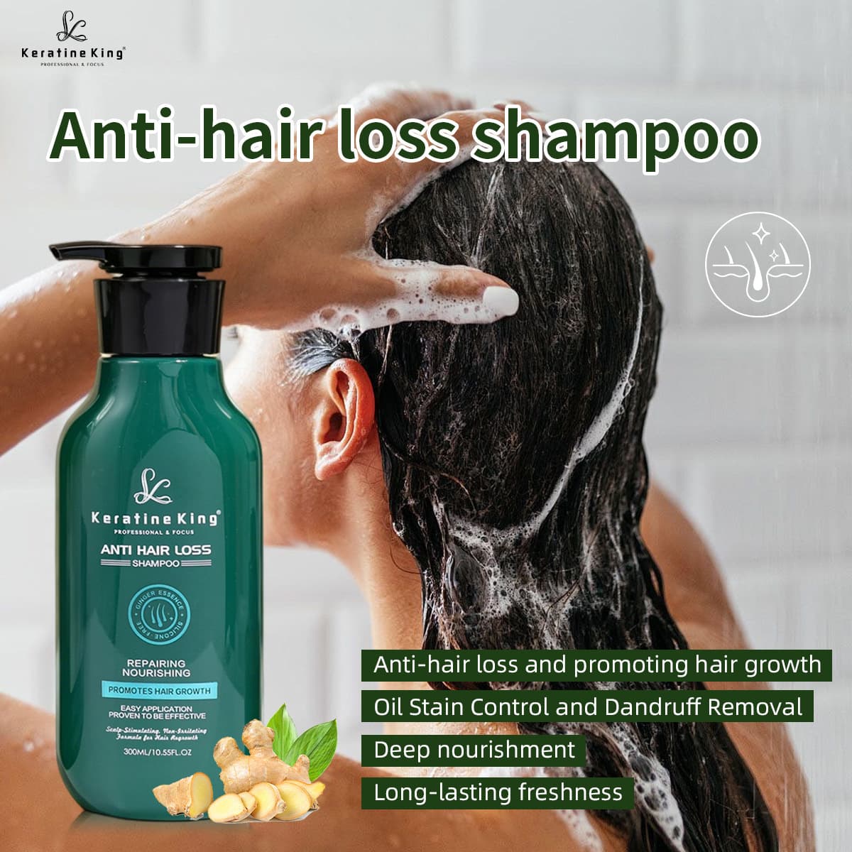 hair regrowth shampoos cross-border anti-hair loss shampoo set ginger hair liquid wholesale