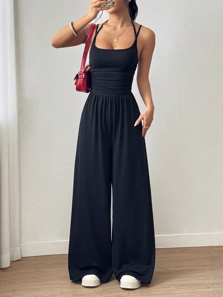 Shapewear Jumpsuit 2026 Cross-Border New Style Casual Vacation Wrap Bustier Loose Wide-Leg Pants Amazon Summer