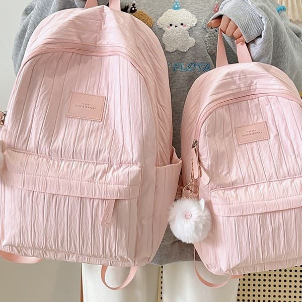 Forest-style middle school girl backpack, solid color versatile large-capacity double-shoulder bag, fresh and lightweight travel backpack