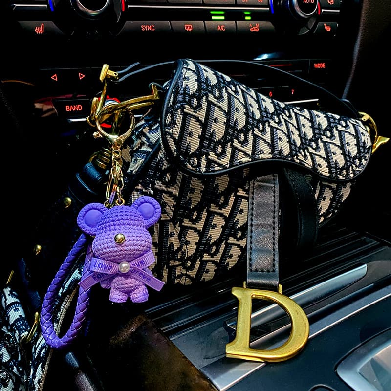 Original Resin Gradient Big Head Bear Keychain Trendy Fashion Car Key Holder Cute Bag Charm