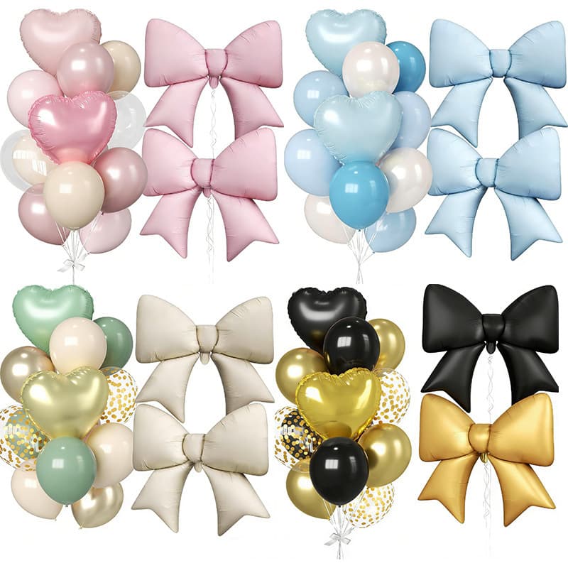 New Bow and Heart Balloon Combo Set Birthday Decoration Balloons Cross-border Birthday Balloons Wholesale
