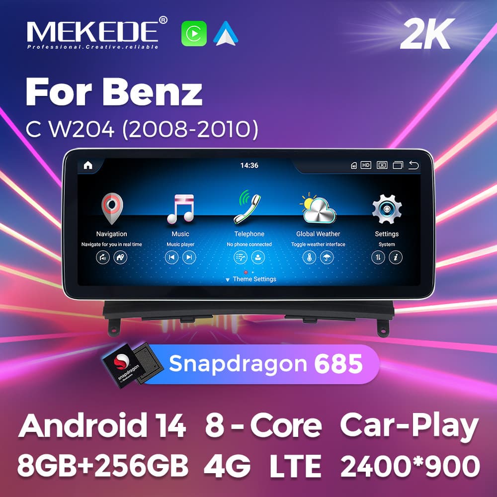 Suitable for Mercedes-Benz C-Class W204 C63 2008-2010 Android Large-Screen Central Control Car Navigation Bluetooth Carplay